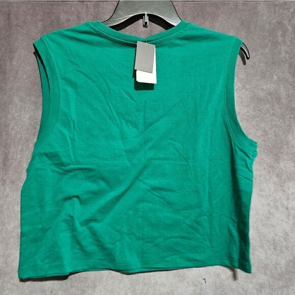 Looney Tunes Women's Cropped Tank Top "I'm the Boss" XXL Bugs Bunny Teal Green - Picture 3 of 3